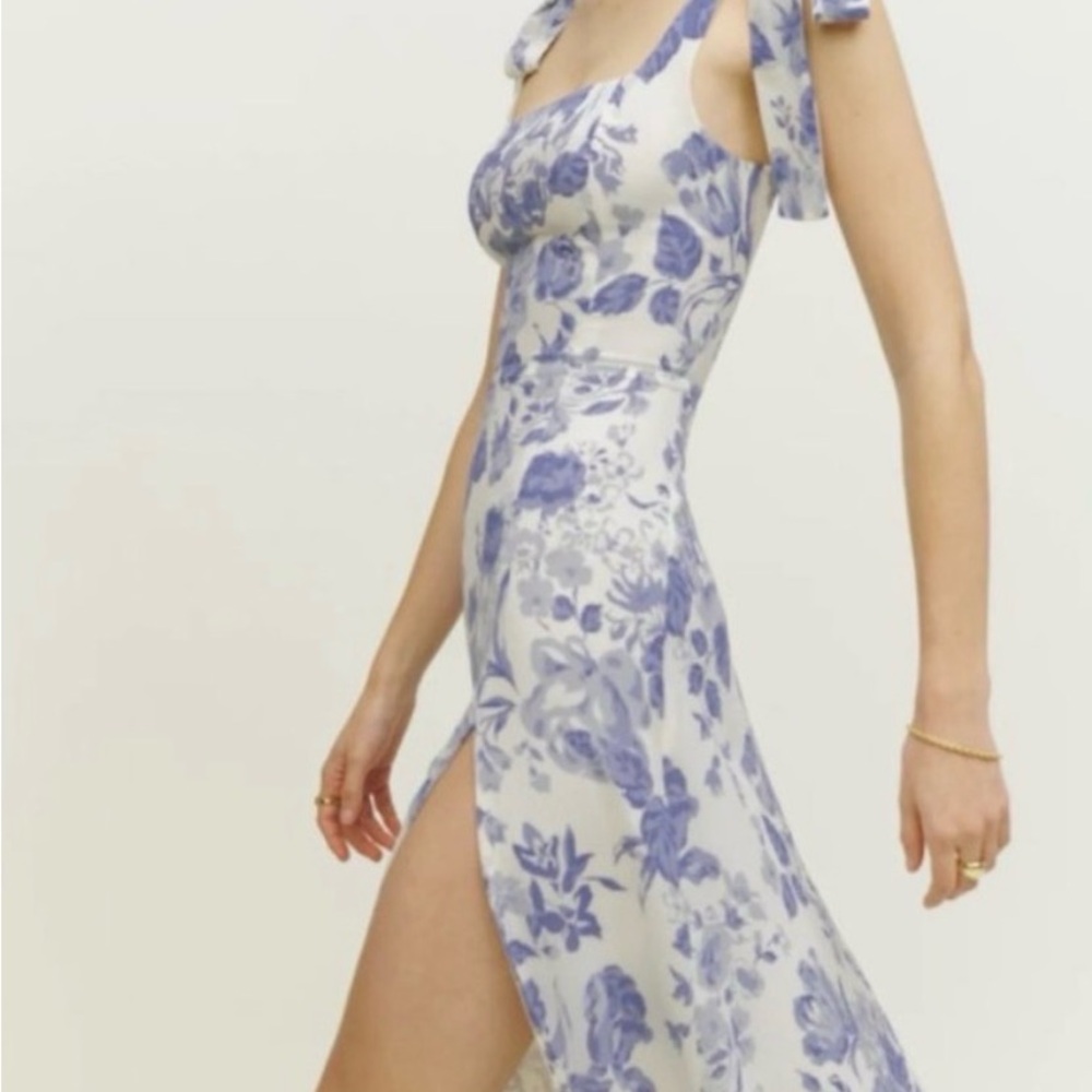 Reformation Twilight Lucerne Blue Floral Midi Dress Size 0